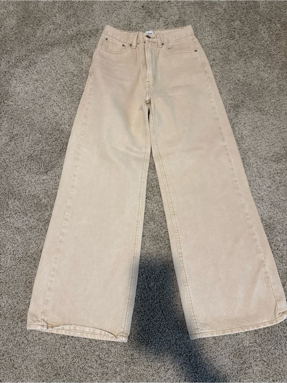 BDG Wide Leg Flare Jeans in Light Beige